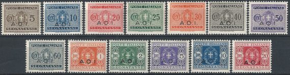 1939-40 Africa Orientale Italiana segnatasse 13v. MNH Sassone n. 1/13