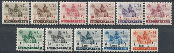 1942 Africa Orientale Italiana segnatasse 11v. MNH Sassone n. 14/24