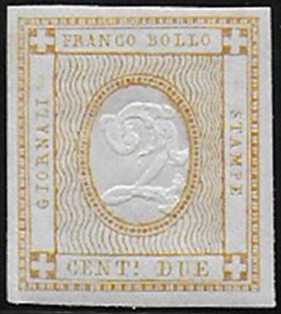 1862 Italia 2c. bistro stampati MNH Sassone n. 10