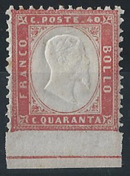 1862 Italia VE II 40c. rosso carminio NP in basso MNH Sassone n. 3l
