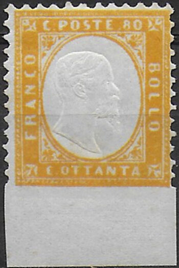 1862 Italia VE II 80c. giallo arancio NP in basso MNH Sassone n. 4I