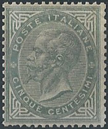 1863 Italia VE II 5c. verde grigio Londra MNH Sassone n. L16