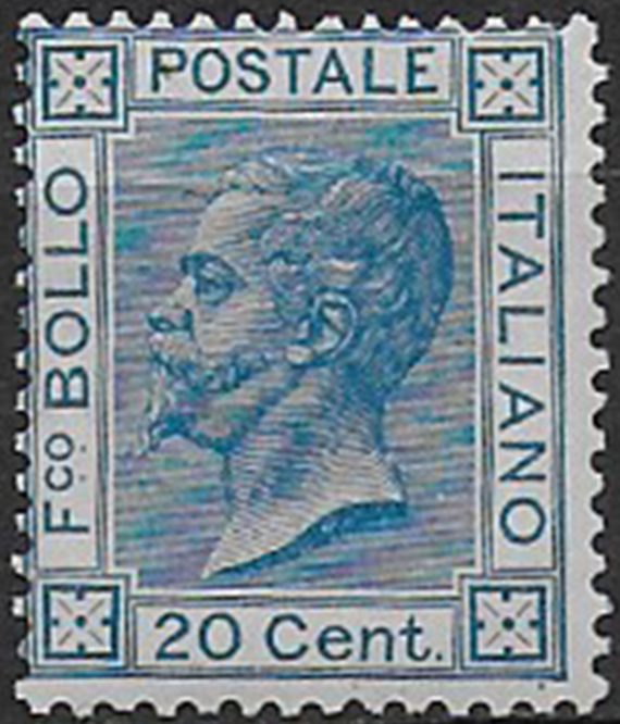 1867 Italia VE II 20c. Torino mc scuro MNH Sassone n. T26a