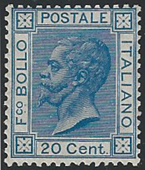 1867 Italia VE II 20c. scuro Torino MNH Sassone n. T26a