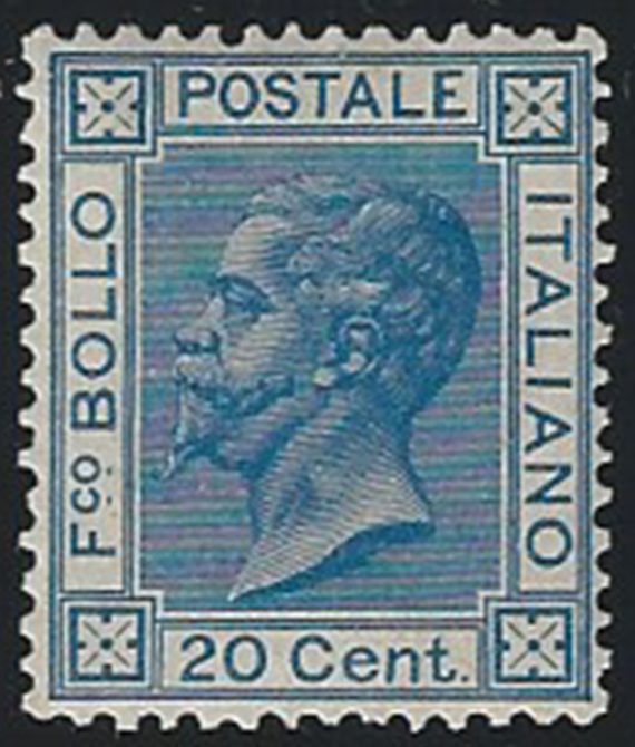 1867 Italia VE II 20c. scuro Torino bc MNH Sassone n. T26a