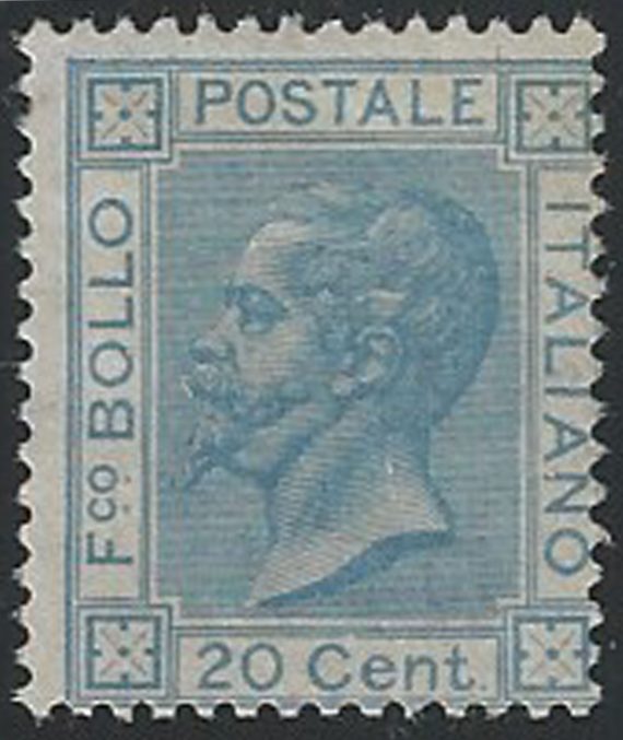 1867 Italia VE II 20c. chiaro Torino mc MNH Sassone n. T26b