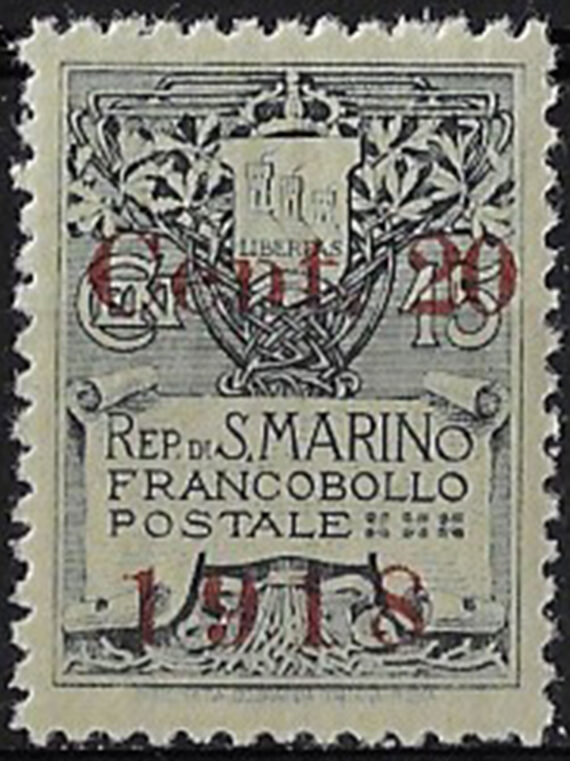 1918 San Marino "Cent. 20 1918" MNH Sassone n. 53