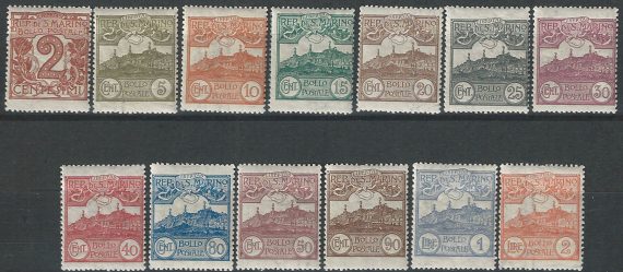 1921-23 San Marino 13v. MNH Sassone n. 69/81
