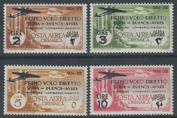 1934 Cirenaica aerea Roma-Buenos Aires 4v. MNH Sassone n. 20/23