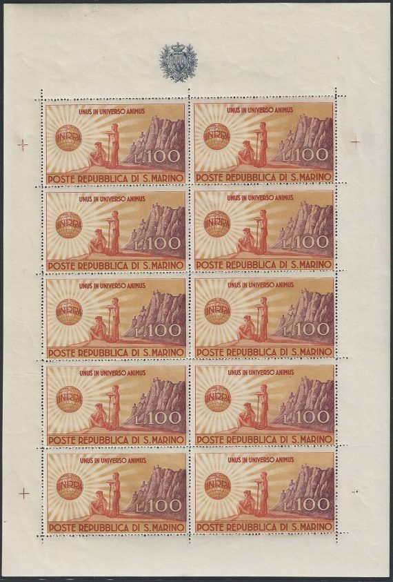 1946 San Marino UNRRA MS MNH Sassone n. 6