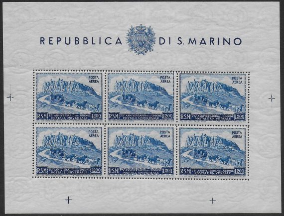 1951 San Marino Lire 200 UPU MS MNH Sassone n. 9