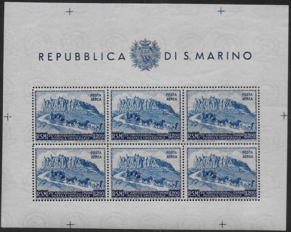 1951 San Marino Lire 200 UPU MS MNH Sassone n. 9