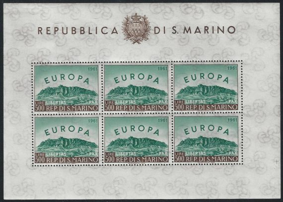 1961 San Marino Lire 500 Europa MS MNH Sassone n. 23