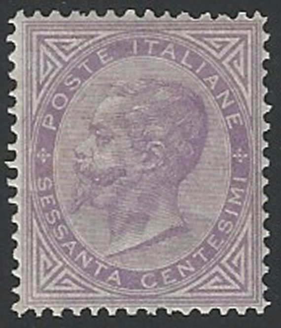 1863-65 Italia VE II 60c. lilla Londra bc MNH Sassone n. L21