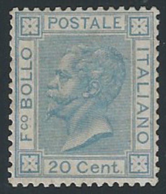 1867 Italia VE II 20c. Londra MH Sassone n. L26