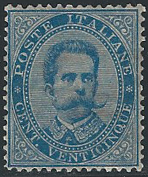 1879 Italia Umberto I 25c. azzurro bc MNH Sassone n. 40