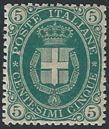 1889 Italia Umberto I 5c. stemma bc MNH Sassone n. 44