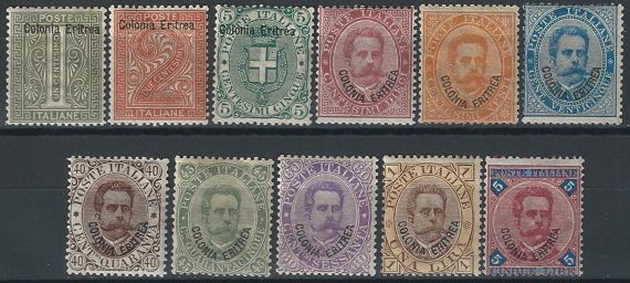 1893 Eritrea Umberto I 11v. mc MNH Sassone n. 1/11