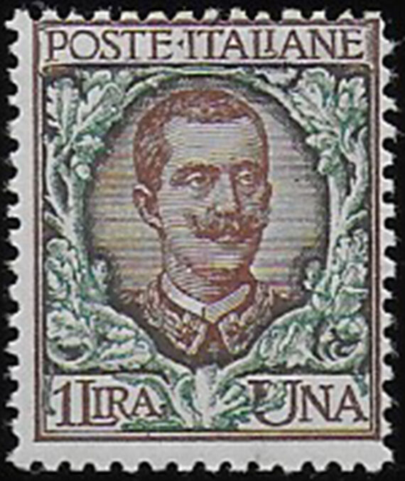 1901 Italia VE III Lire 1 bruno verde MNH Sassone n. 77