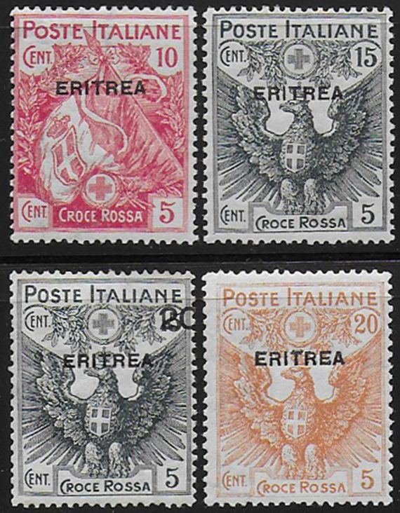 1916 Eritrea Croce Rossa 4v. MNH Sassone n. 41/44
