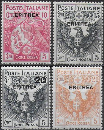 1916 Eritrea Pro Red Cross 4v. MNH Sassone n. 41/44