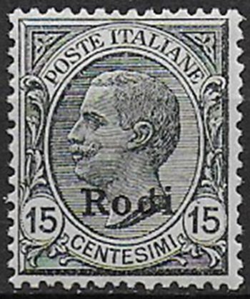 1918-22 Egeo Rodi 15c. grigio bc MNH Sassone n. 11