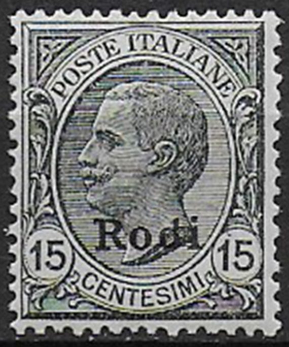1918-22 Egeo Rodi 15c. grigio bc MNH Sassone n. 11
