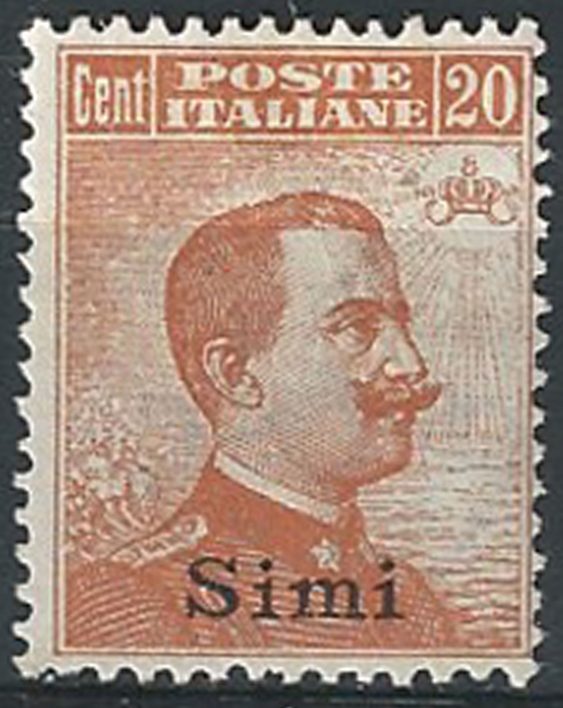 1921-22 Egeo Simi 20c. arancio MNH Sassone n. 11