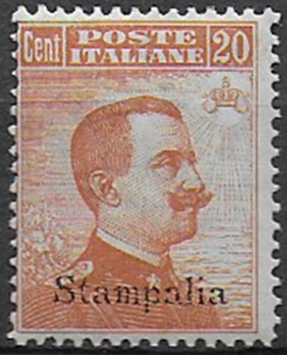 1921-22 Egeo Stampalia 20c. arancio MNH Sassone n. 11