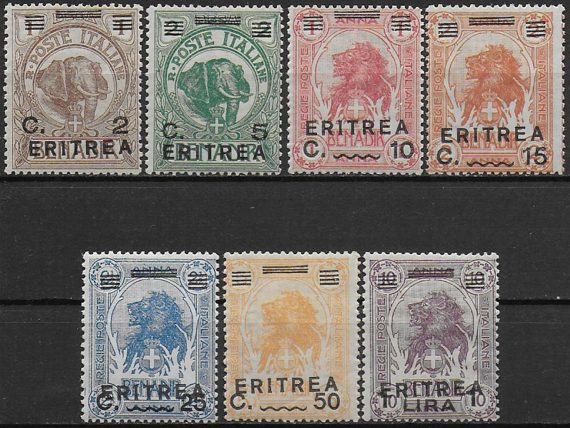 1922 Eritrea elefante e leone 7v. MNH Sassone n. 54/60
