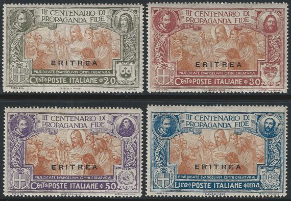 1923 Eritrea Propaganda Fide 4v. MNH Sassone n. 61/64