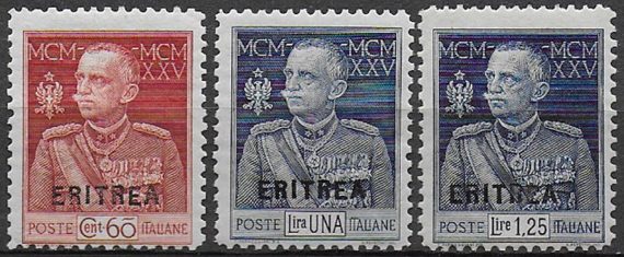 1925-26 Eritrea Giubileo perforated 11 MNH Sassone n. 96/98