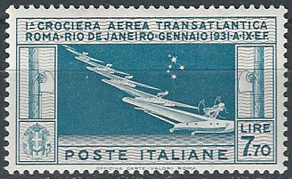 1930 Italia Crociera Balbo Lire 7,70 MNH Sassone n. 25