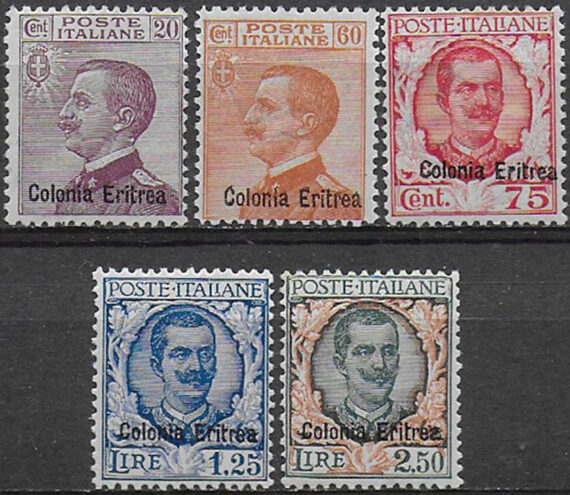 1928-29 Eritrea VE III 5v. overprinted MNH Sassone n. 123/27