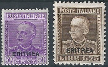 1928-29 Eritrea VE III 2v. sopr. MNH Sassone n. 136/137