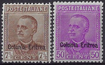 1928-29 Eritrea VE III 2v. bc. MNH Sassone n. 142/43