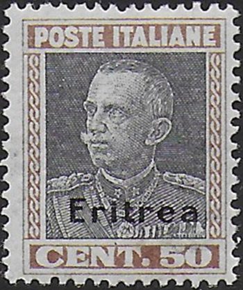 1928 Eritrea VE III 50c. brown and grey MNH Sassone n. 128