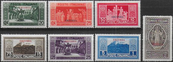 1929 Eritrea Abbey of Montecassino 7v. MNH Sassone n. 145/51
