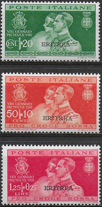 1930 Eritrea Umberto's wedding 3v. MNH Sassone n. 152/54