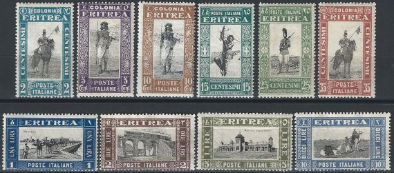 1930 Eritrea Soggetti africani 10v. MNH Sassone n. 155/64