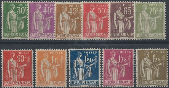 1932-33 Francia Pace MNH 11v. Unif. n. 280/89