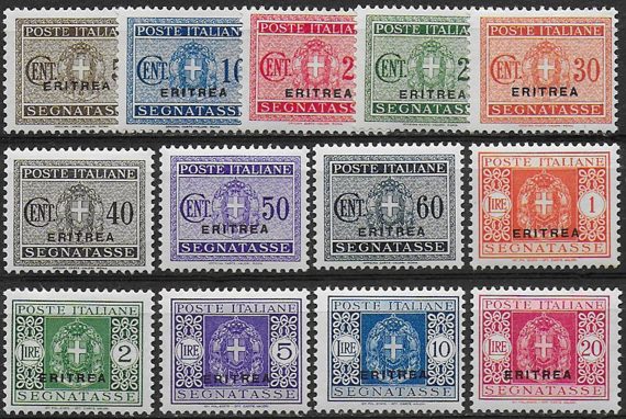 1934 Eritrea Segnatasse 13v. MNH Sassone n. 26/38