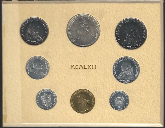 1962 Vaticano Concilio 8 monete FDC senza copertina