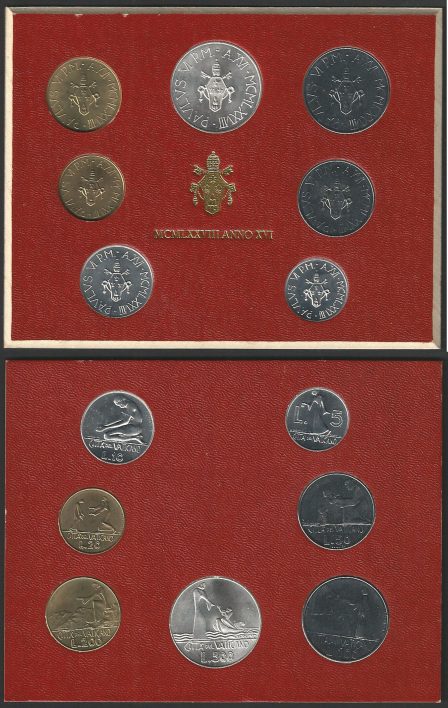 1978 Vaticano divisionale Paolo VI 7 monete FDC