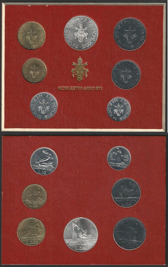 1978 Vaticano divisionale Paolo VI 7 monete FDC