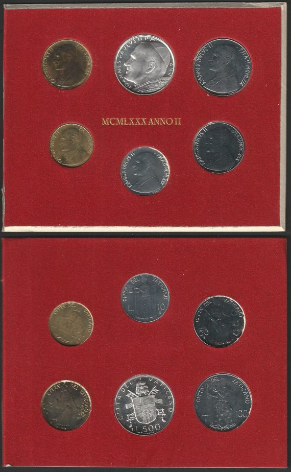 1980 Vaticano Giovanni Paolo II divisionale 6 monete FDC