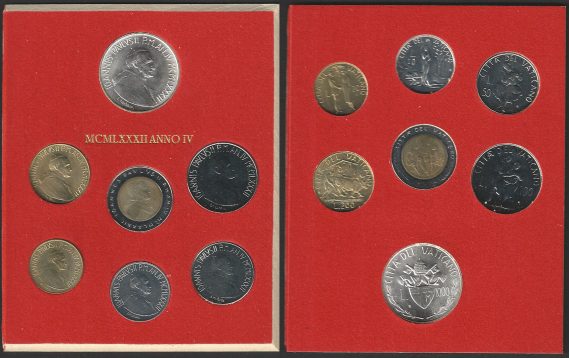 1982 Vaticano Giovanni Paolo II divisionale 7 monete FDC