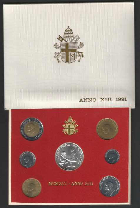 1991 Vaticano serie divisionale 7 monete FDC