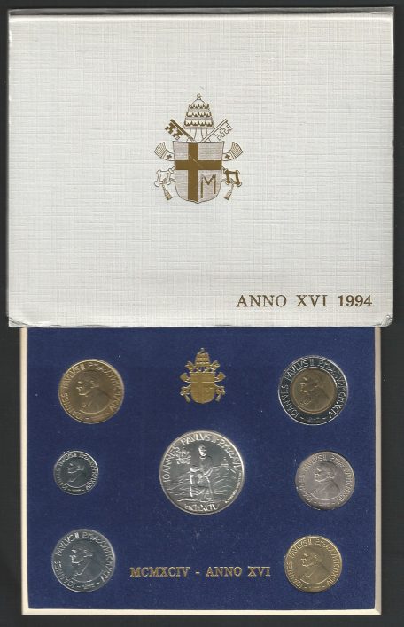 1994 Vaticano serie divisionale 7 monete FDC