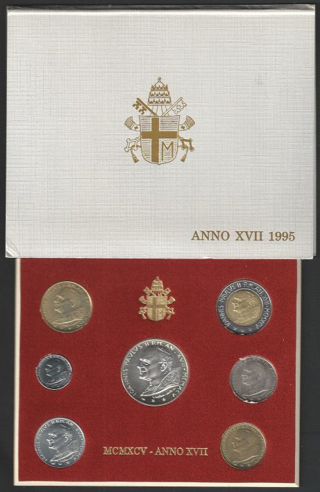 1995 Vaticano mint divisional series 7 coins FDC